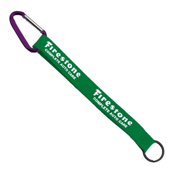 3/4" Sewn Polyester Keychain with Metal Split-Ring and Carabiner 120