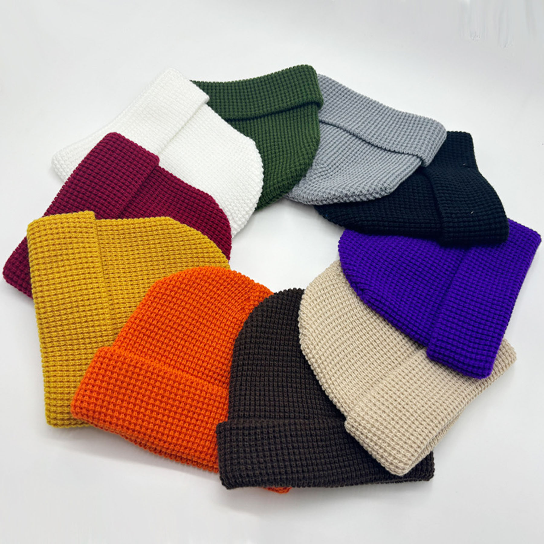 Solid Color Waffle Knit Hat 5