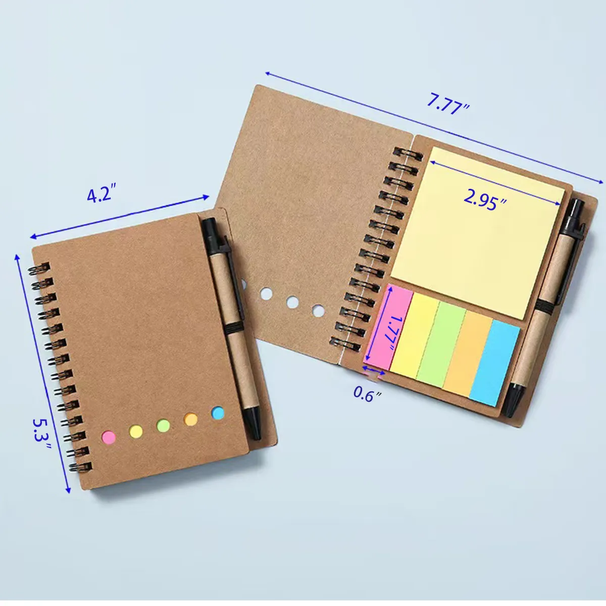 4 Packs Kraft Paper Spiral Notebook All-Over Printing 3