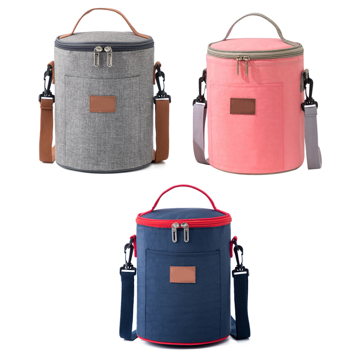 8L Insulated Round Cooler Bag W/ Handle and Shoulder Strap 2