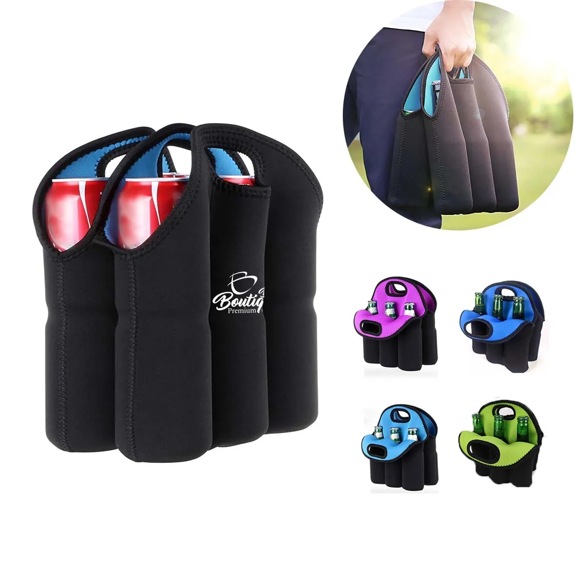 6 Bottles Insulated Neoprene Carrier Tote cooler Beer Bag 2