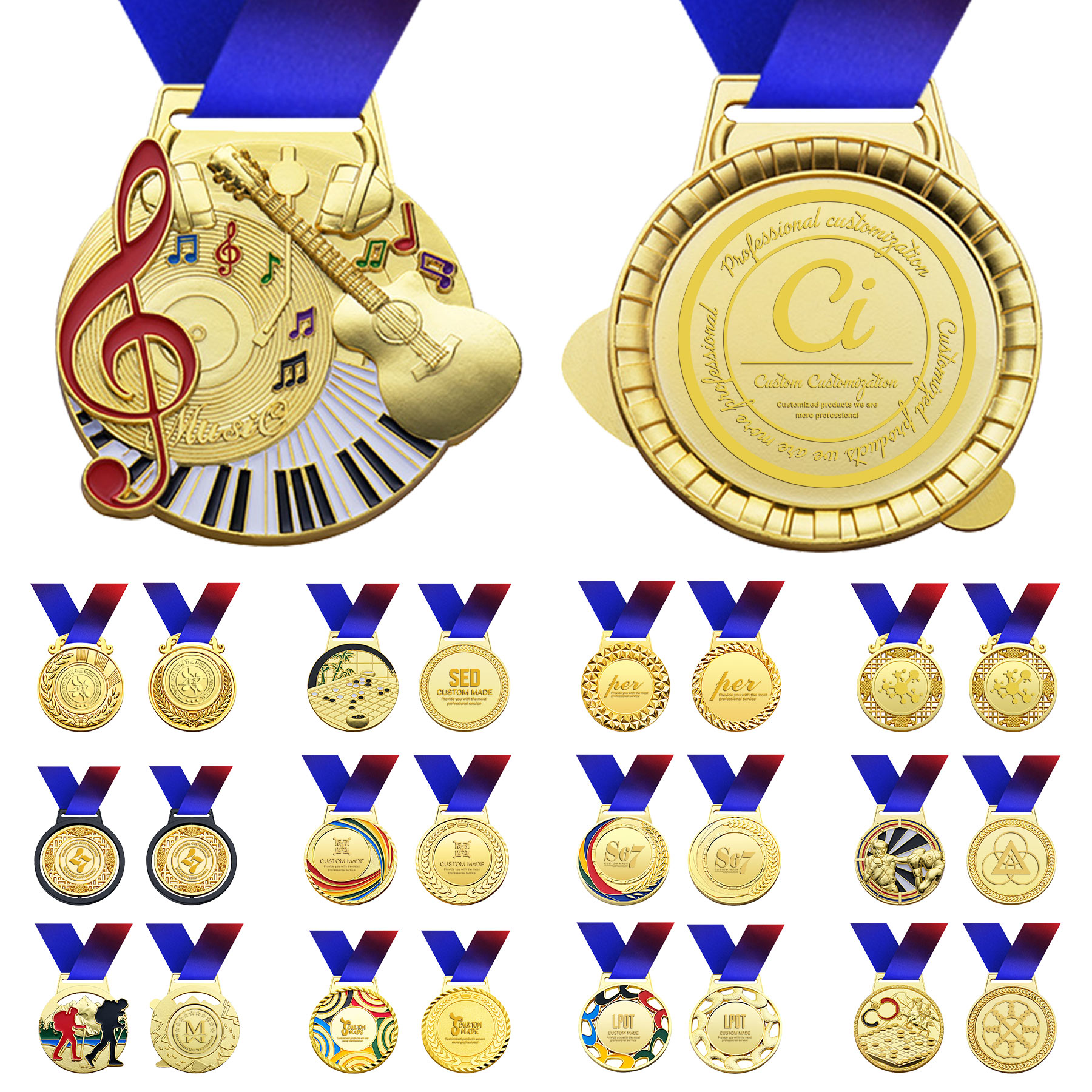 Gold Zinc Alloy Award Medals 2