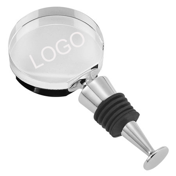Personalized Round Crystal Bottle Stopper w/ Stand 3