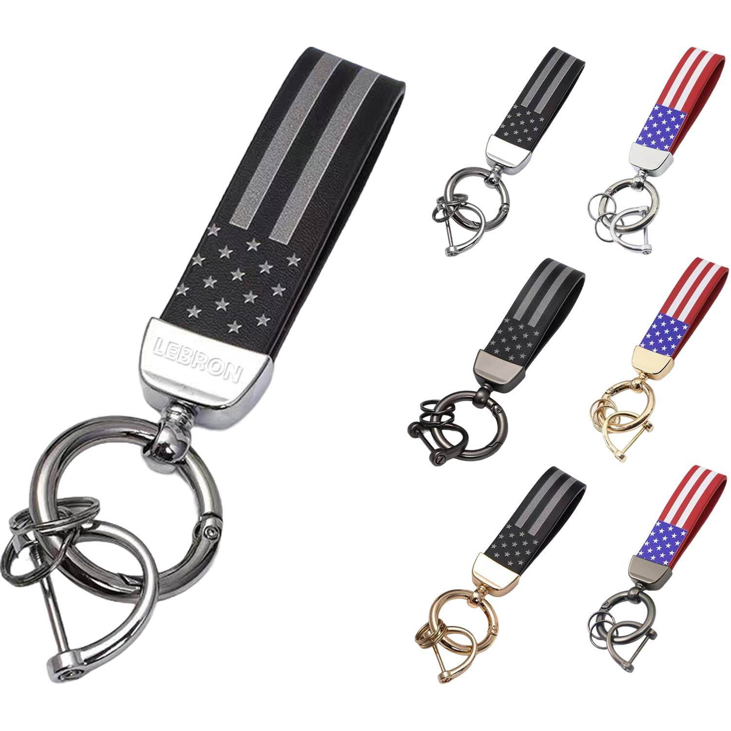 Microfiber Leather American Flag Keychain 1