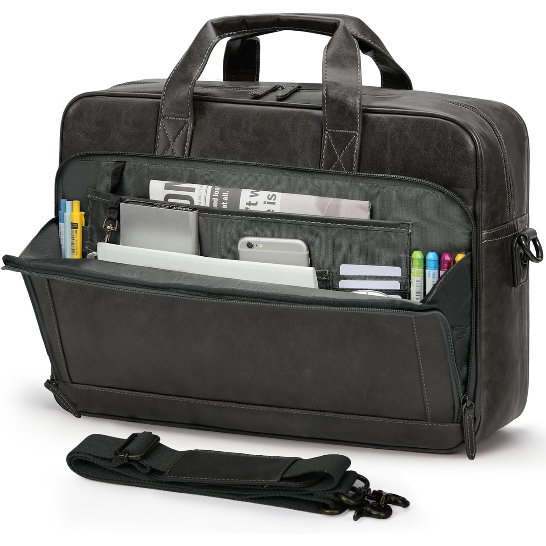 Leather Briefcase Laptop Bag 4