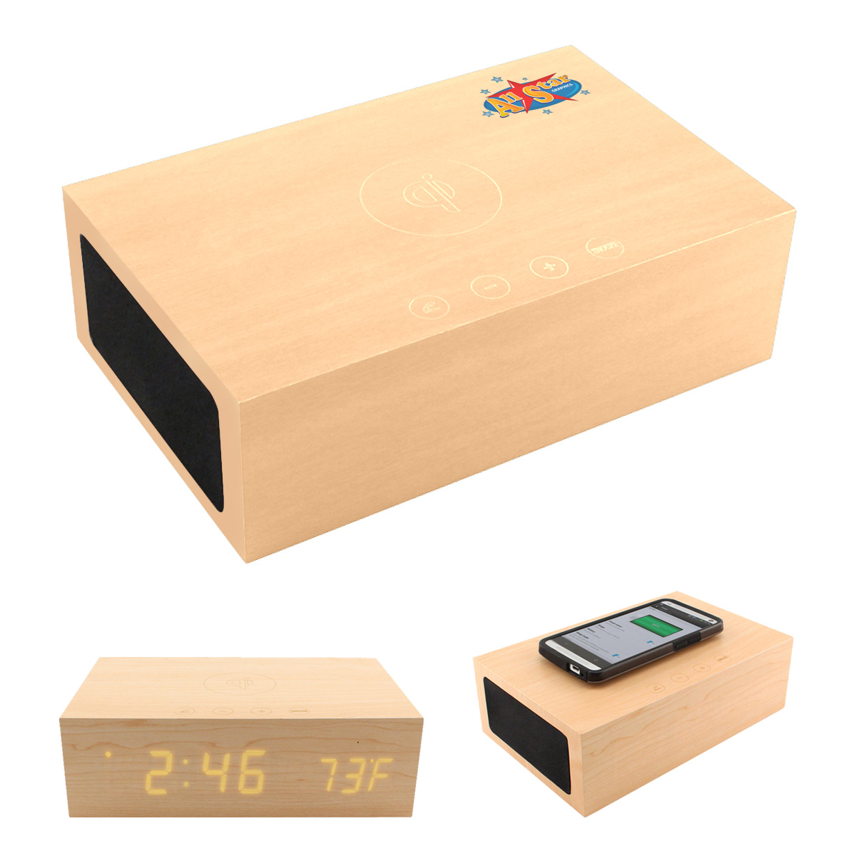 BlueSequoia Alarm Clock with Qi Charging Station and Wireless Speaker 2