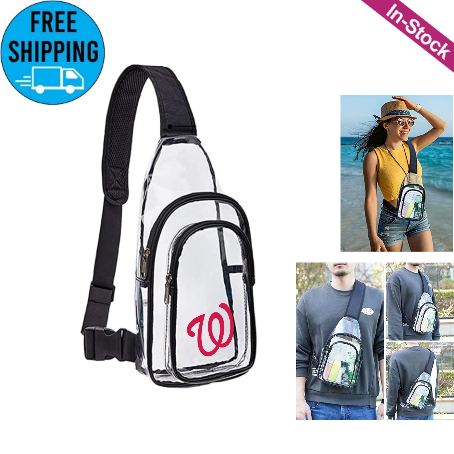 Stadium Approved PVC Sling Bag Crossbody Backpack 5