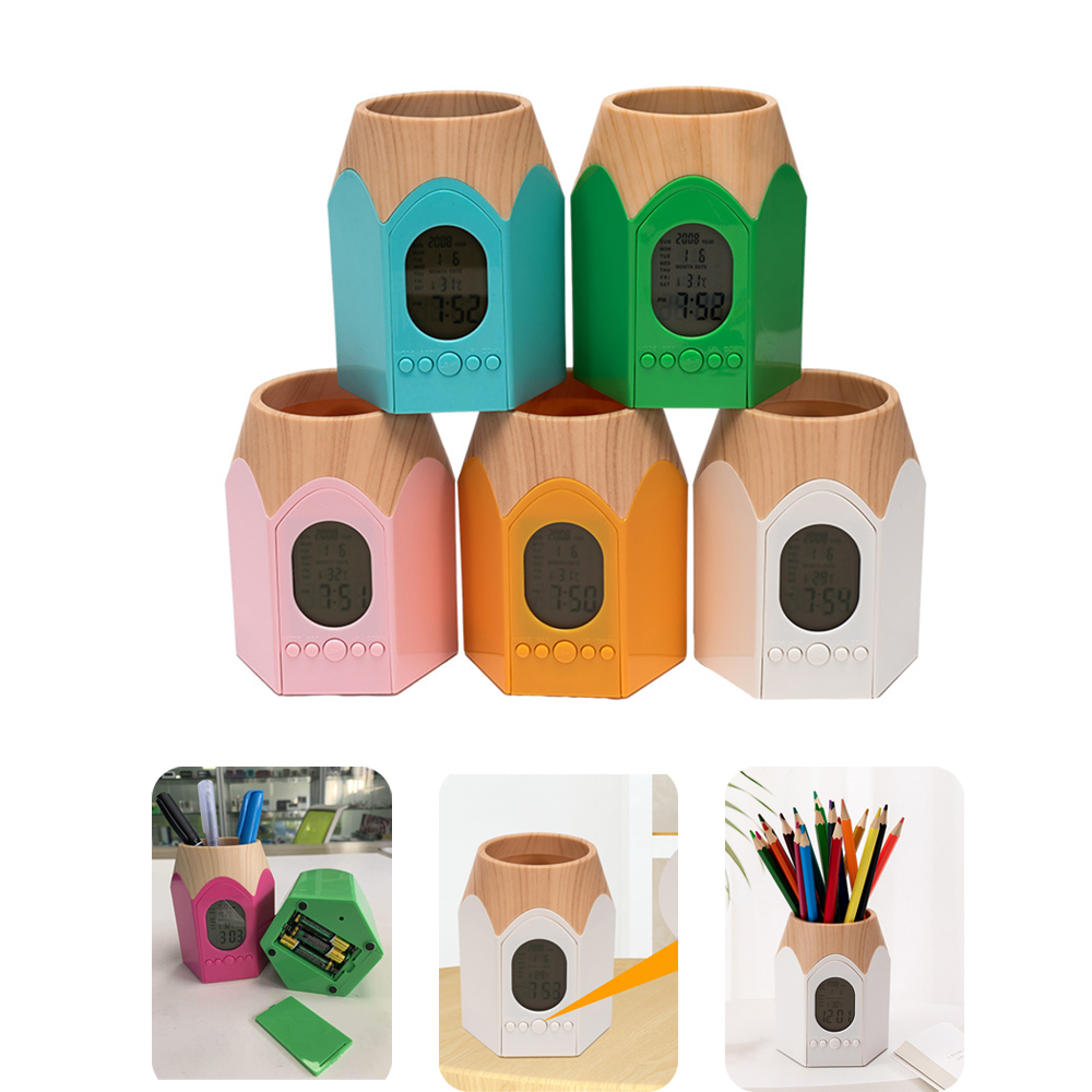 Electronic Calendar Pens Pencil Holder Cup