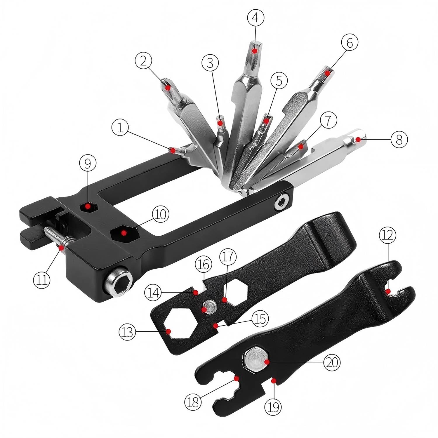 20 in 1 Aluminum Alloy Bicycle Repair Tool Kit 6