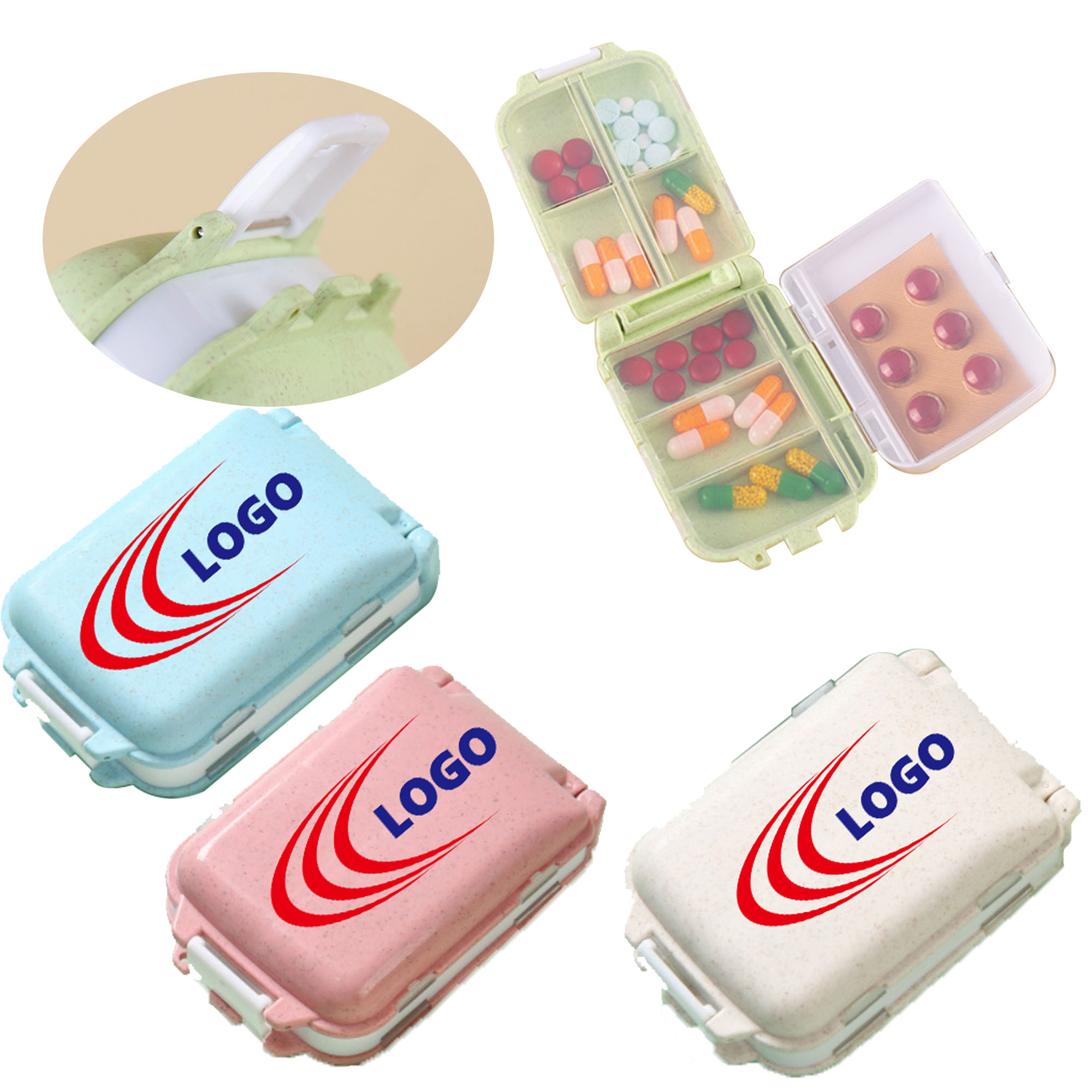 MOQ100 Grid-Design Portable Medicine Box 1