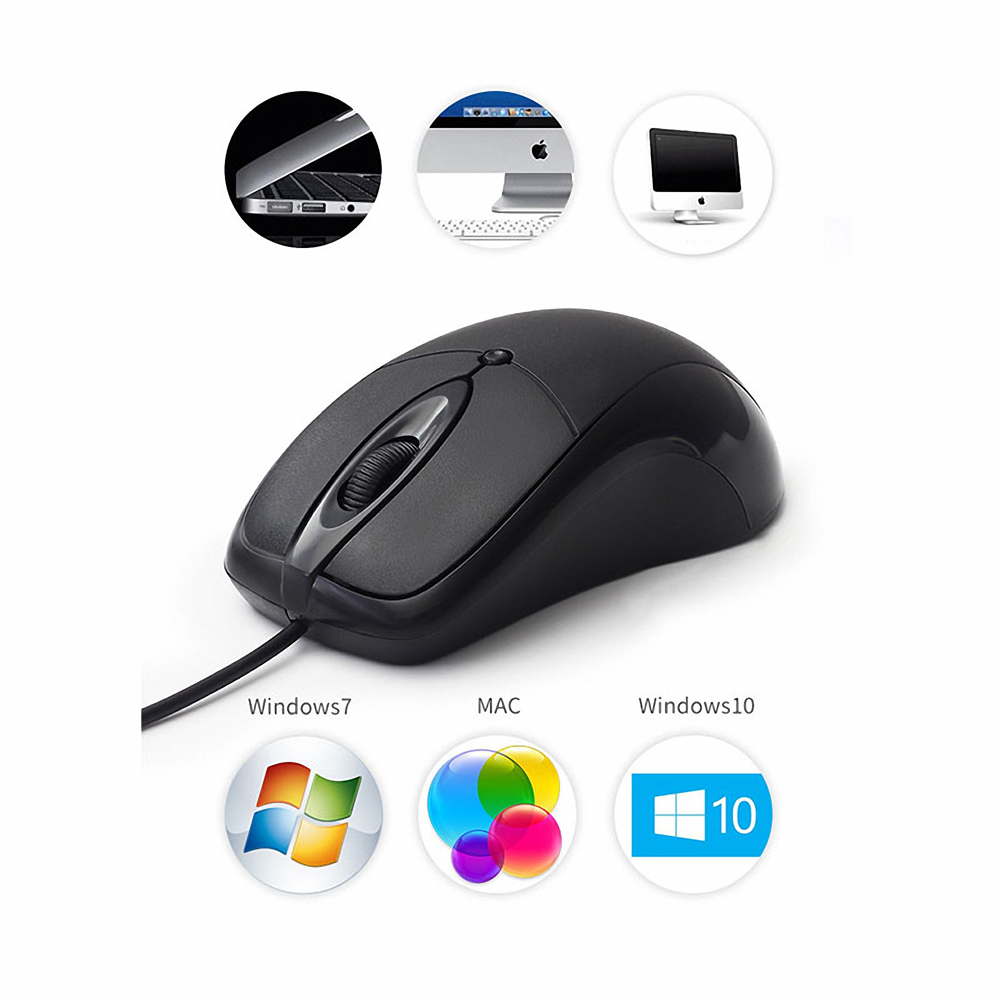 Wired USB Computer Mouse with 3 Buttons 3