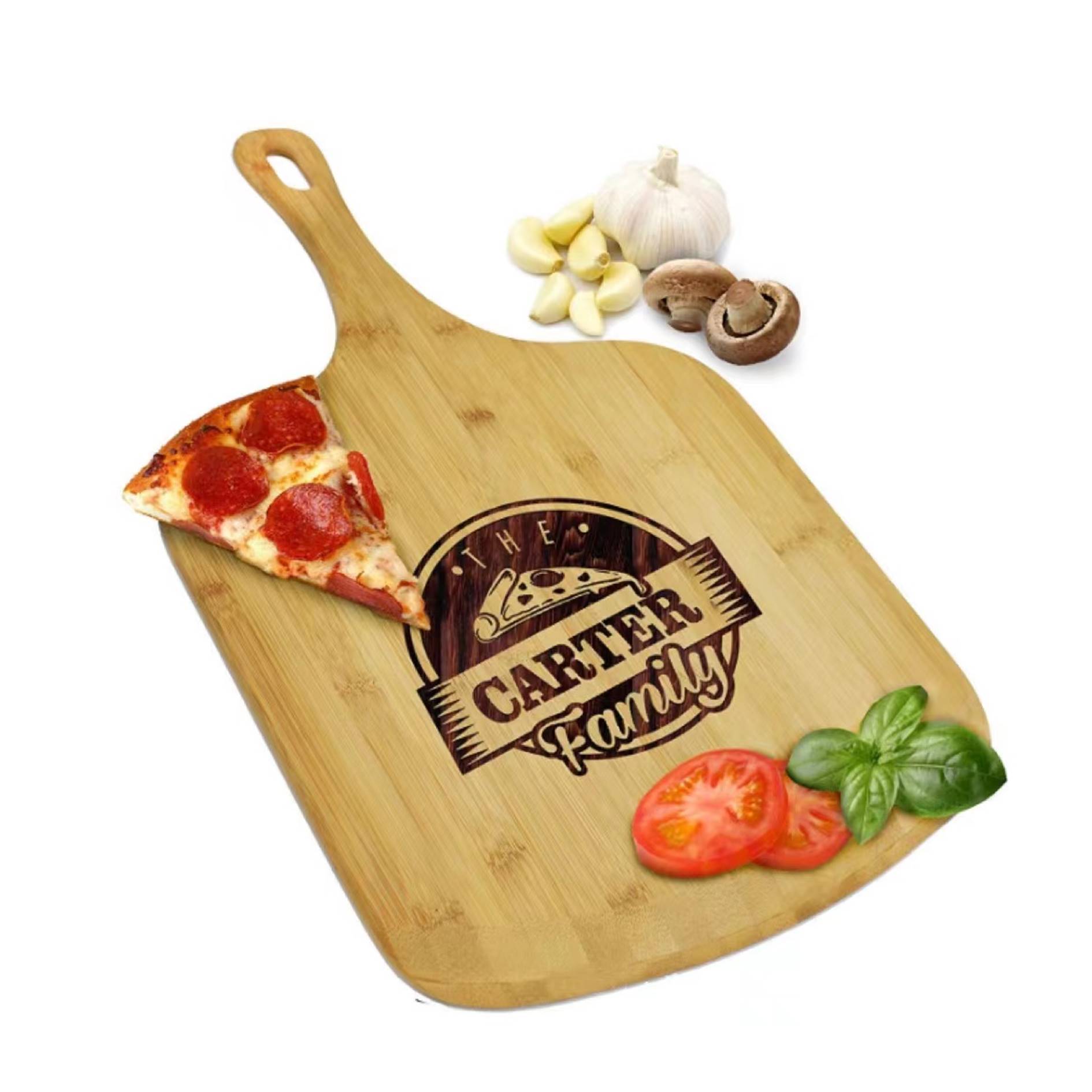 Bamboo Pizza Board With Handle 3