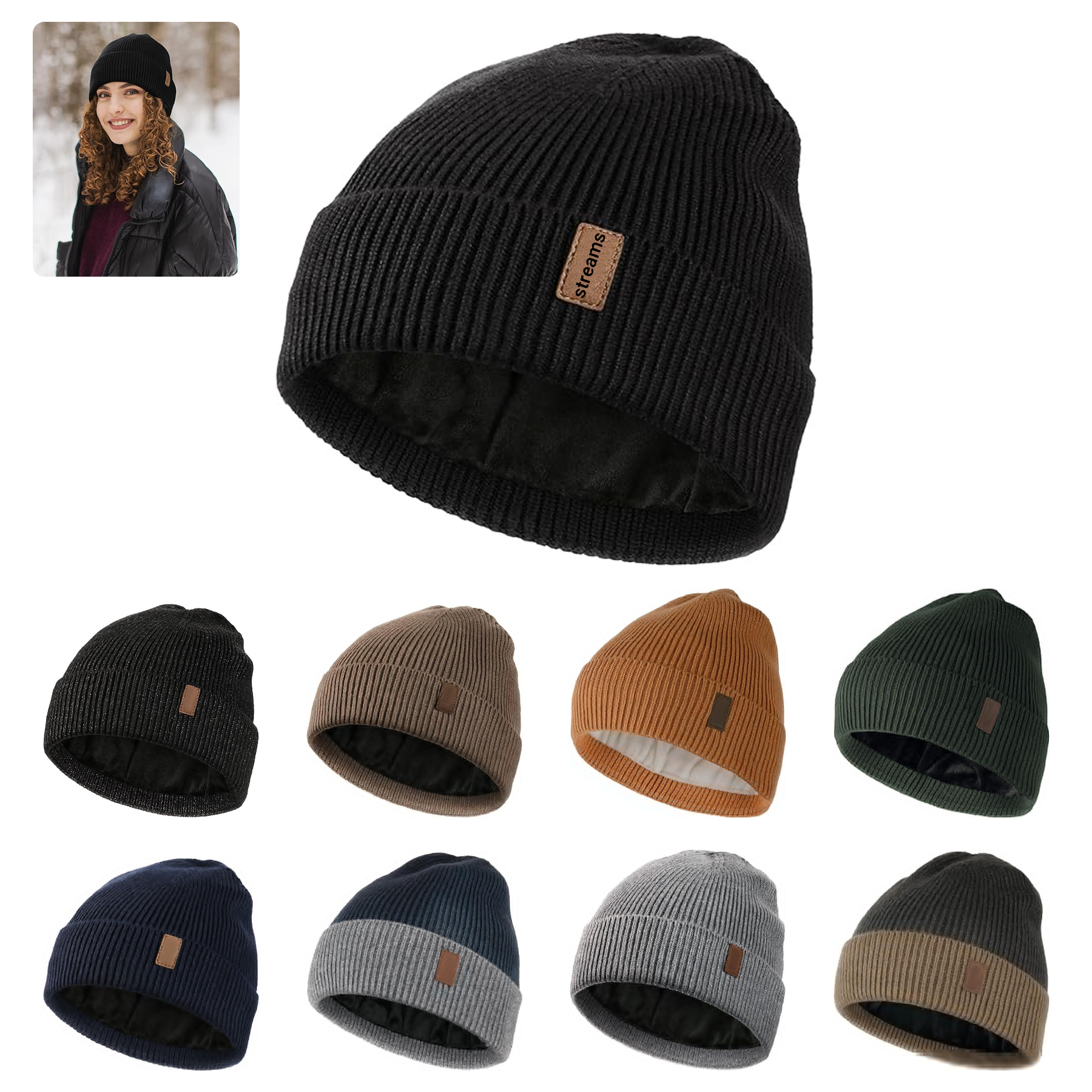 Soft Warm Knit Hat Ski Stocking Cuffed Cap 1