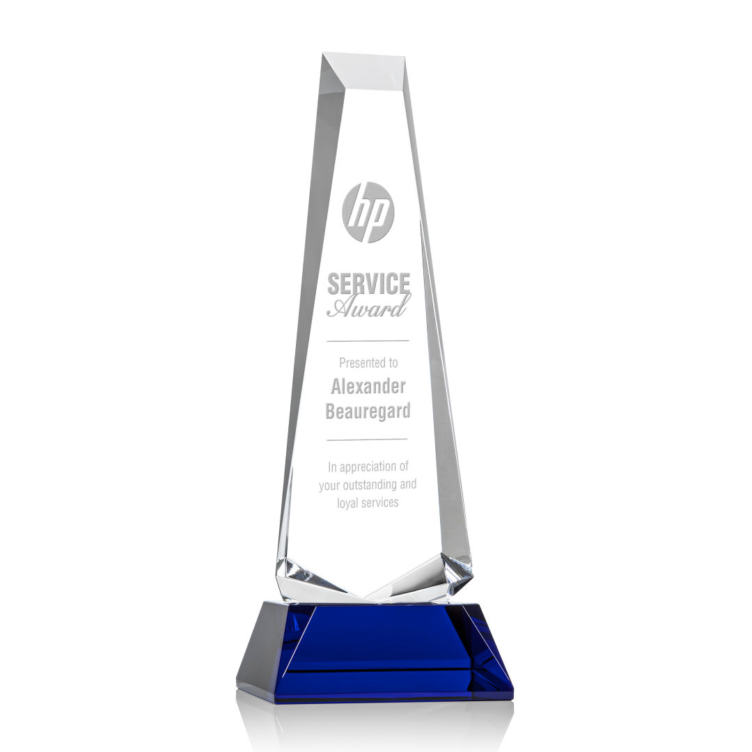 Rustern Obelisk Award on Base - Blue 3