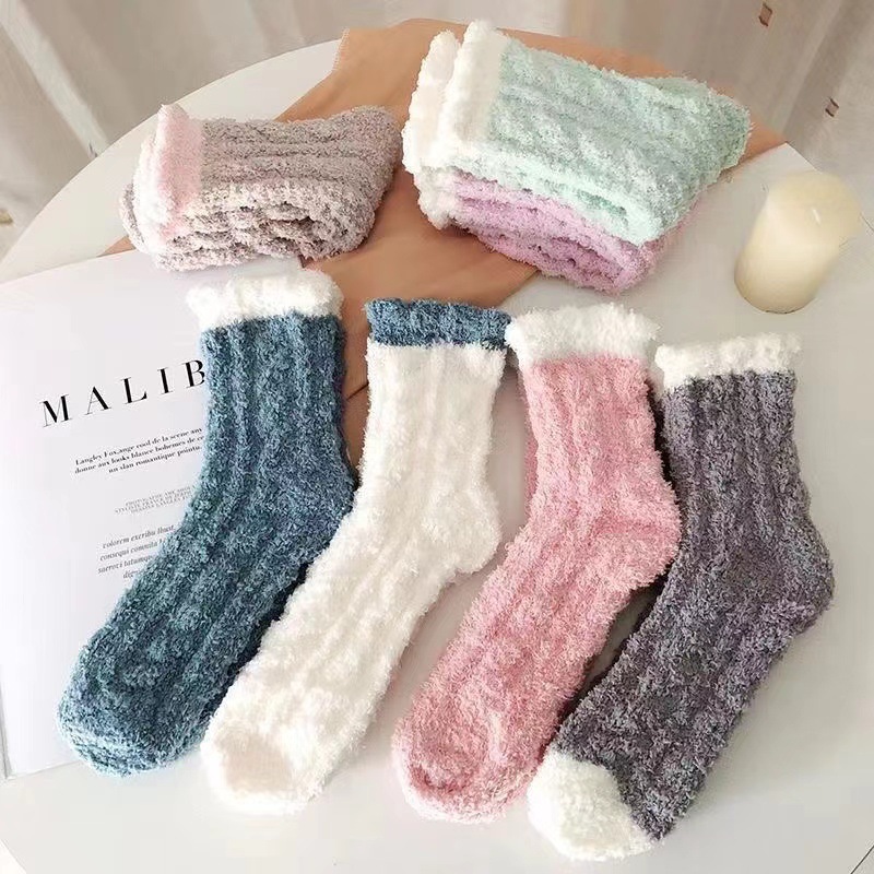 Fuzzy Crew Socks Womens super soft warm stretchy 5