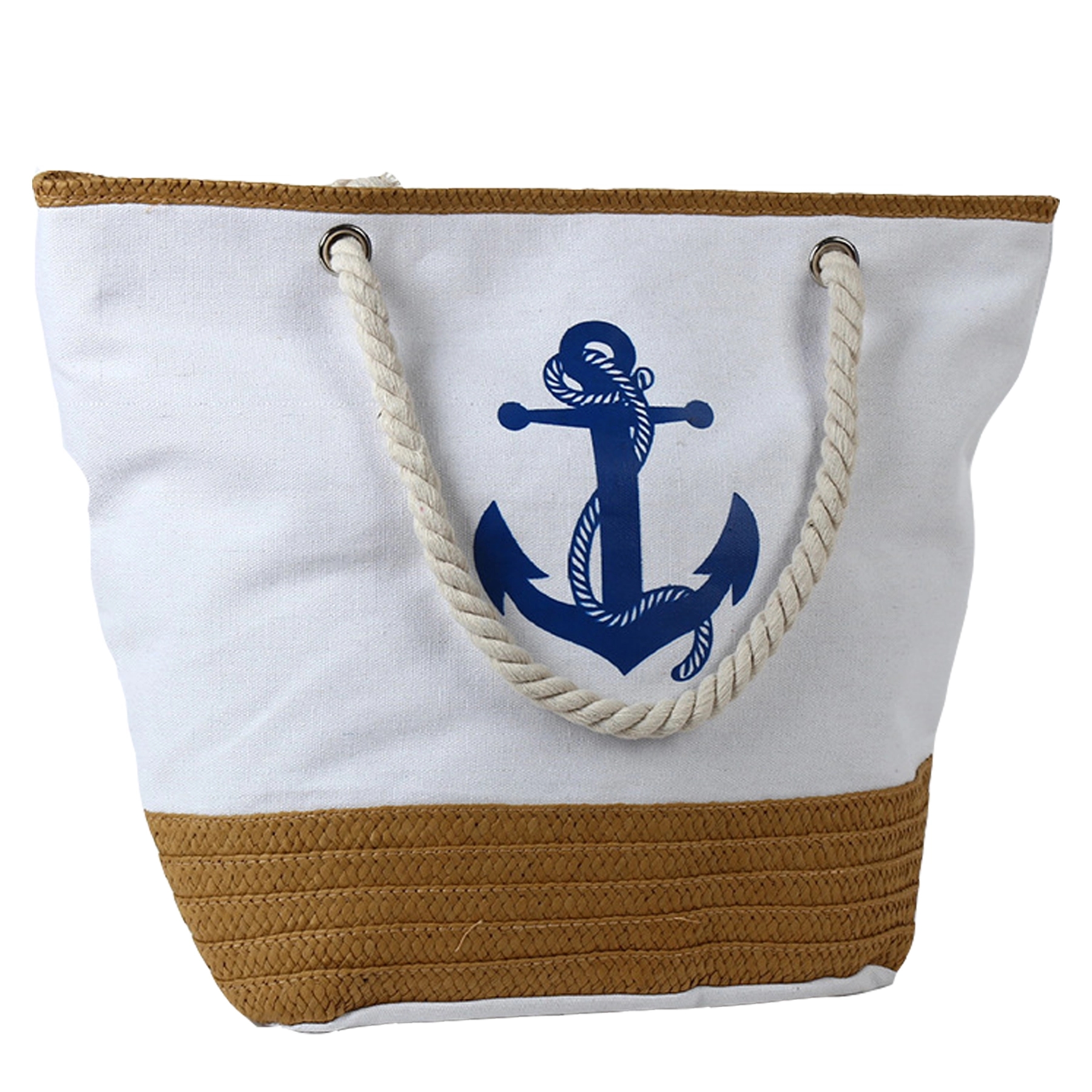 Canvas Straw Woven Large Capacity Bag, custom tote bag with logo imprint 2