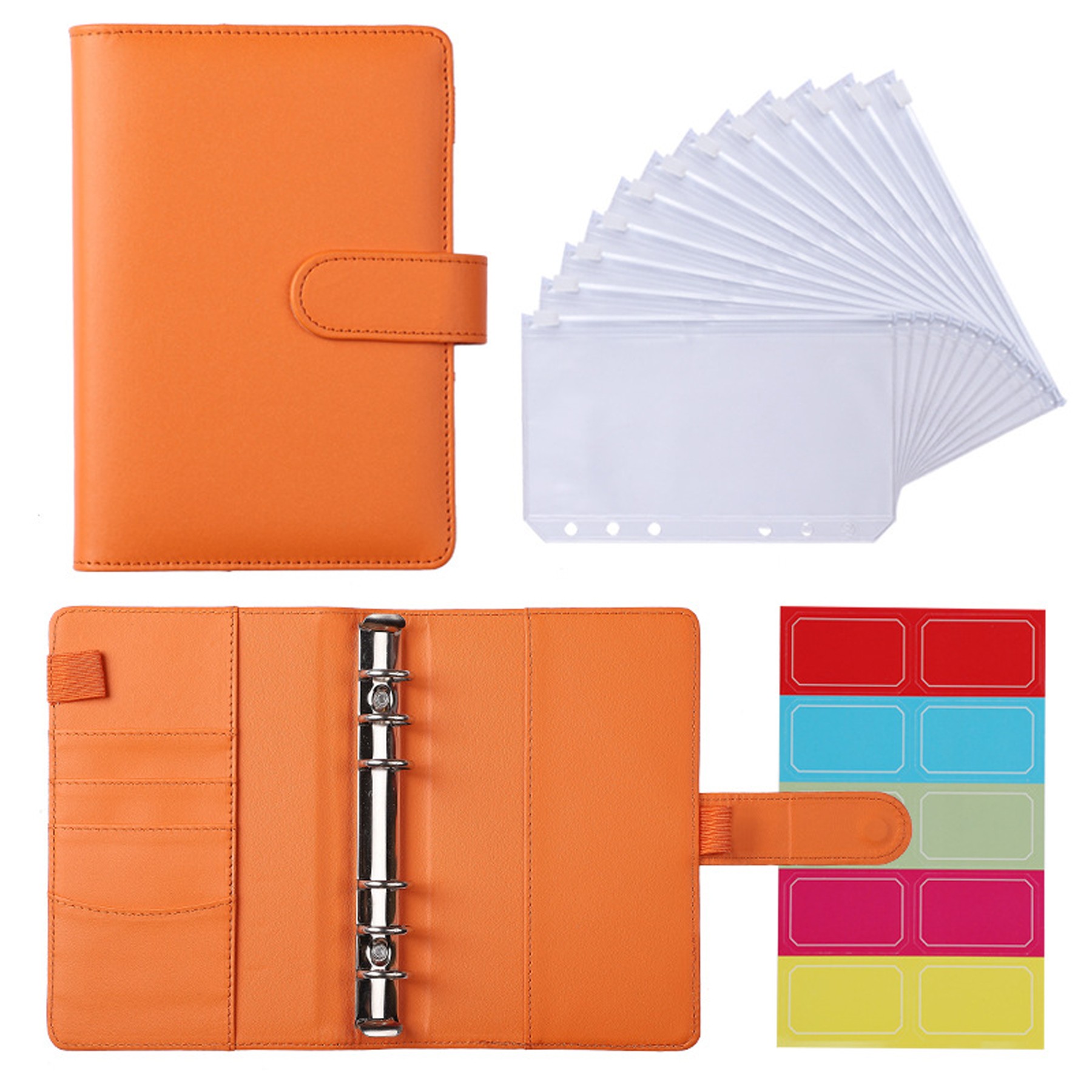 A6 PU Leather Binder Cover w/12 Piece A6 Binder Pockets 7