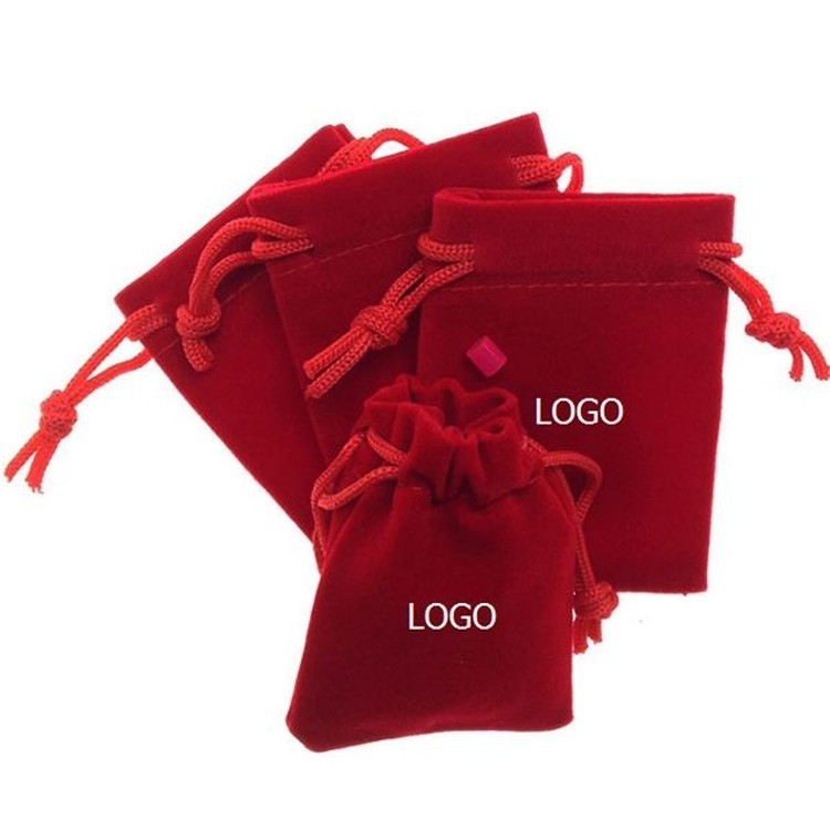 Red Velvet Drawstring Jewelry Bag 2