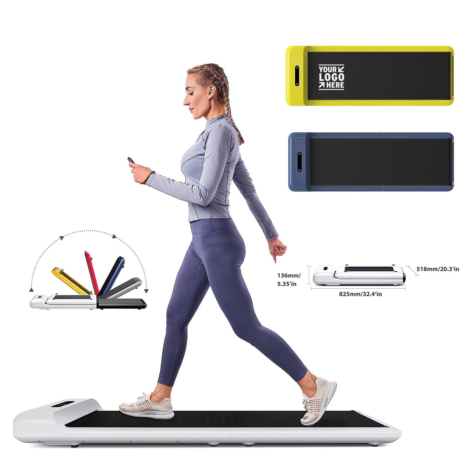 Folding Treadmill Foldable Walking Pad Ultra Slim Smart Fold Free Installation Gym Running Device
2