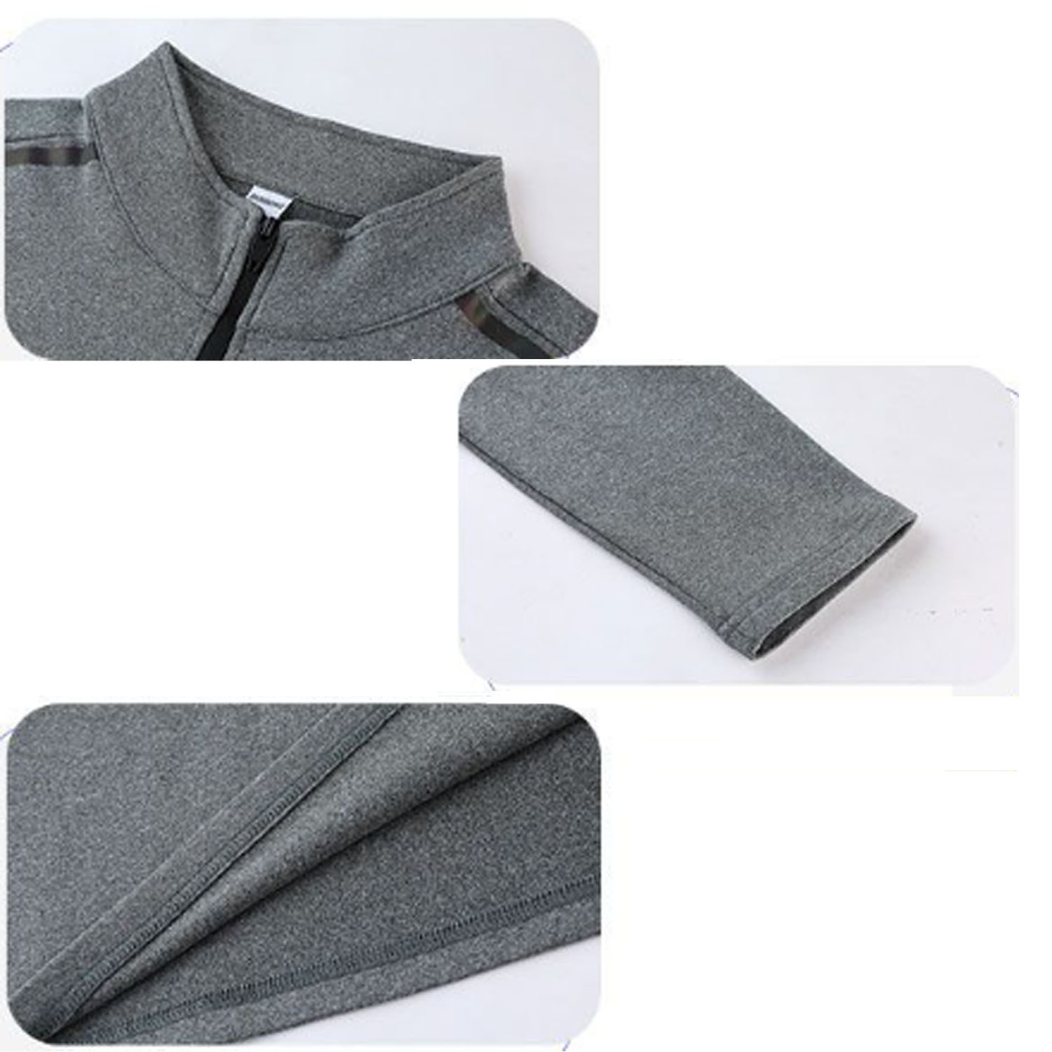 Half-zip fitness stand collar long sleeve t-shirt 5