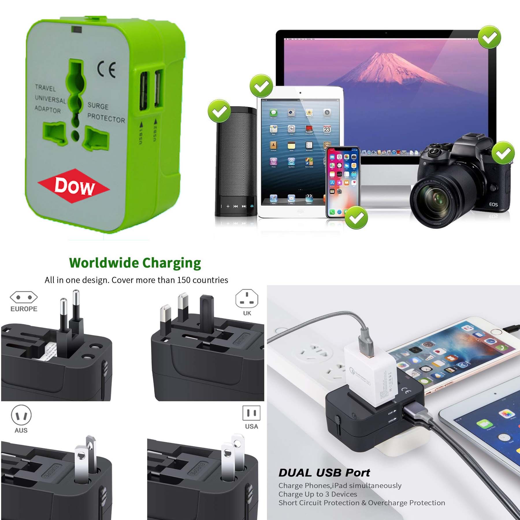 iBank® Universal Travel Adapter USB C, All in One Worldwide Plug Adapter 2