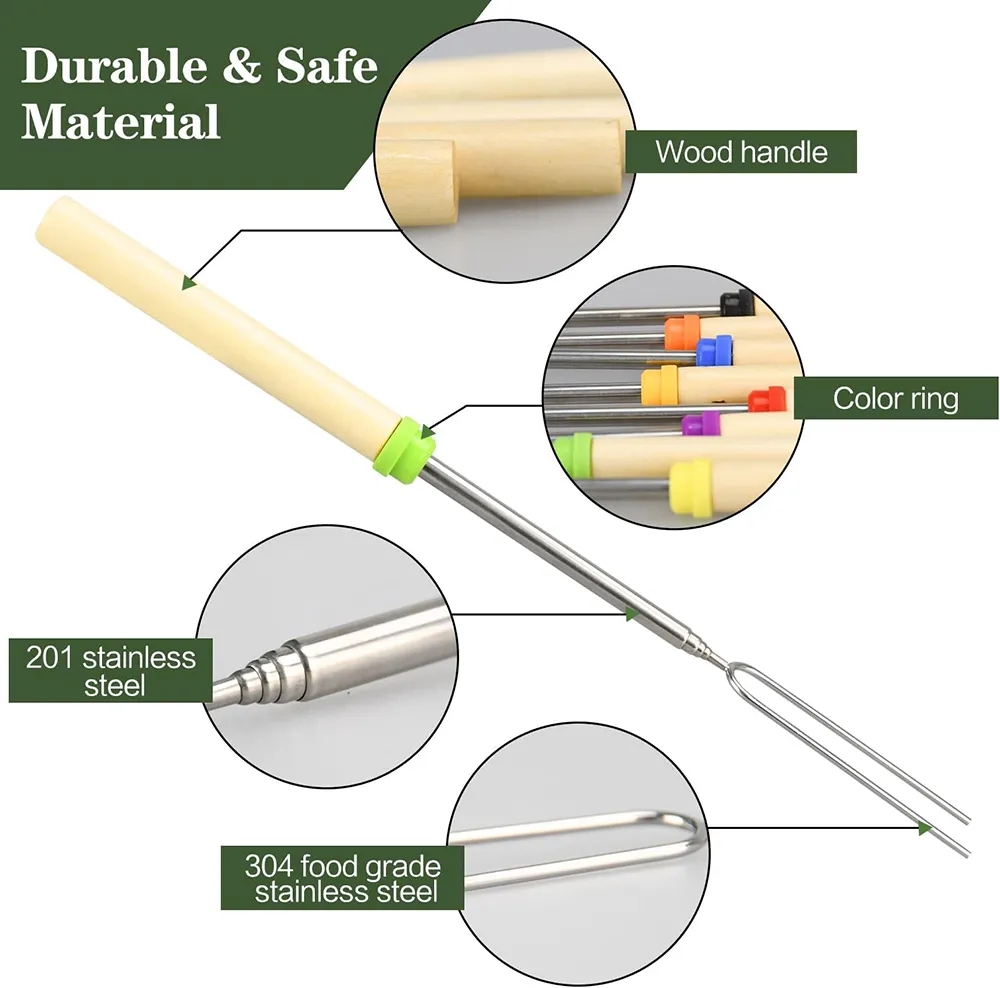 Stainless Steel Marshmallow Roasting BBQ Sticks 8