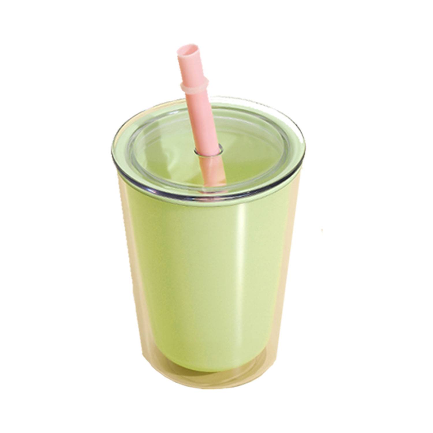 Double Layered Plastic Straw Water Cup 3