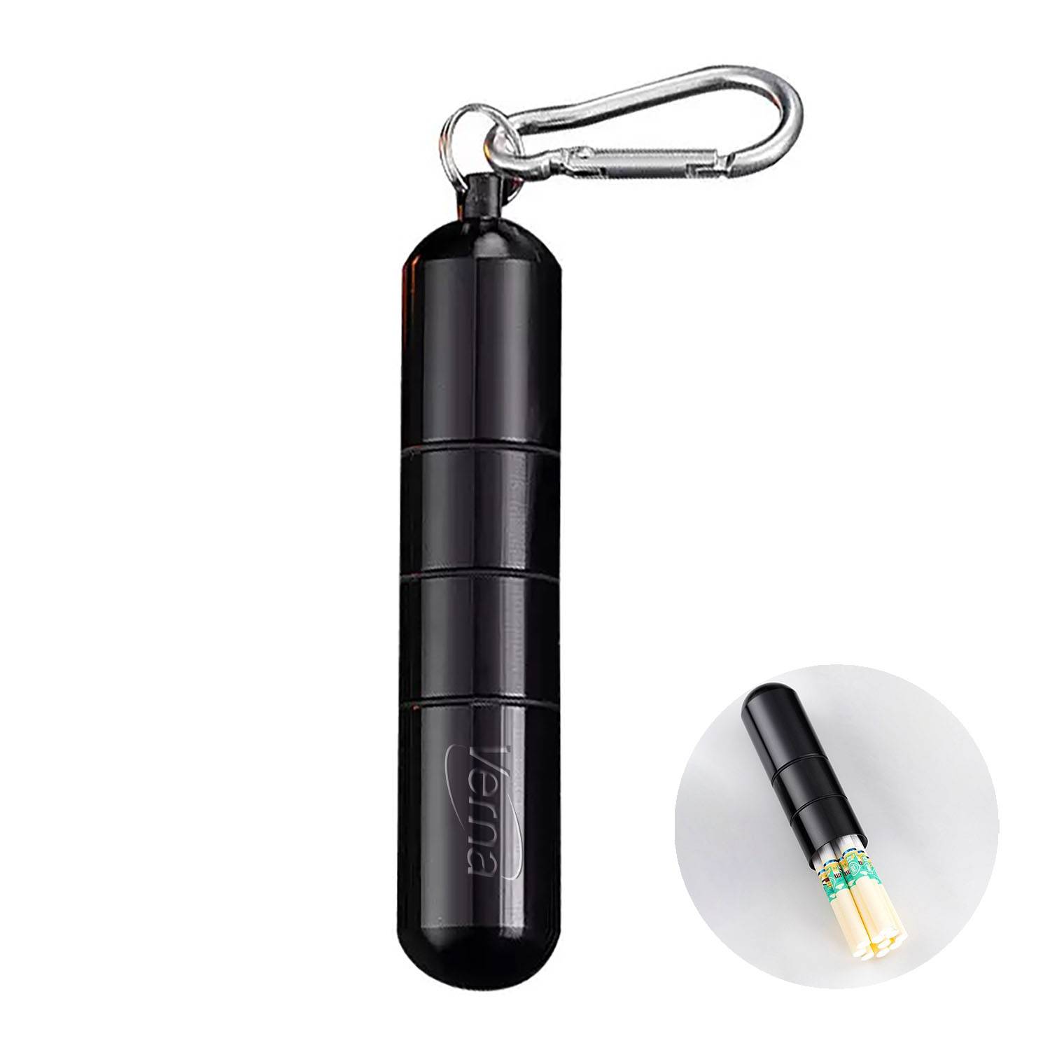 Portable Metal Cigarette Tube Holder w/ Carabiner 1