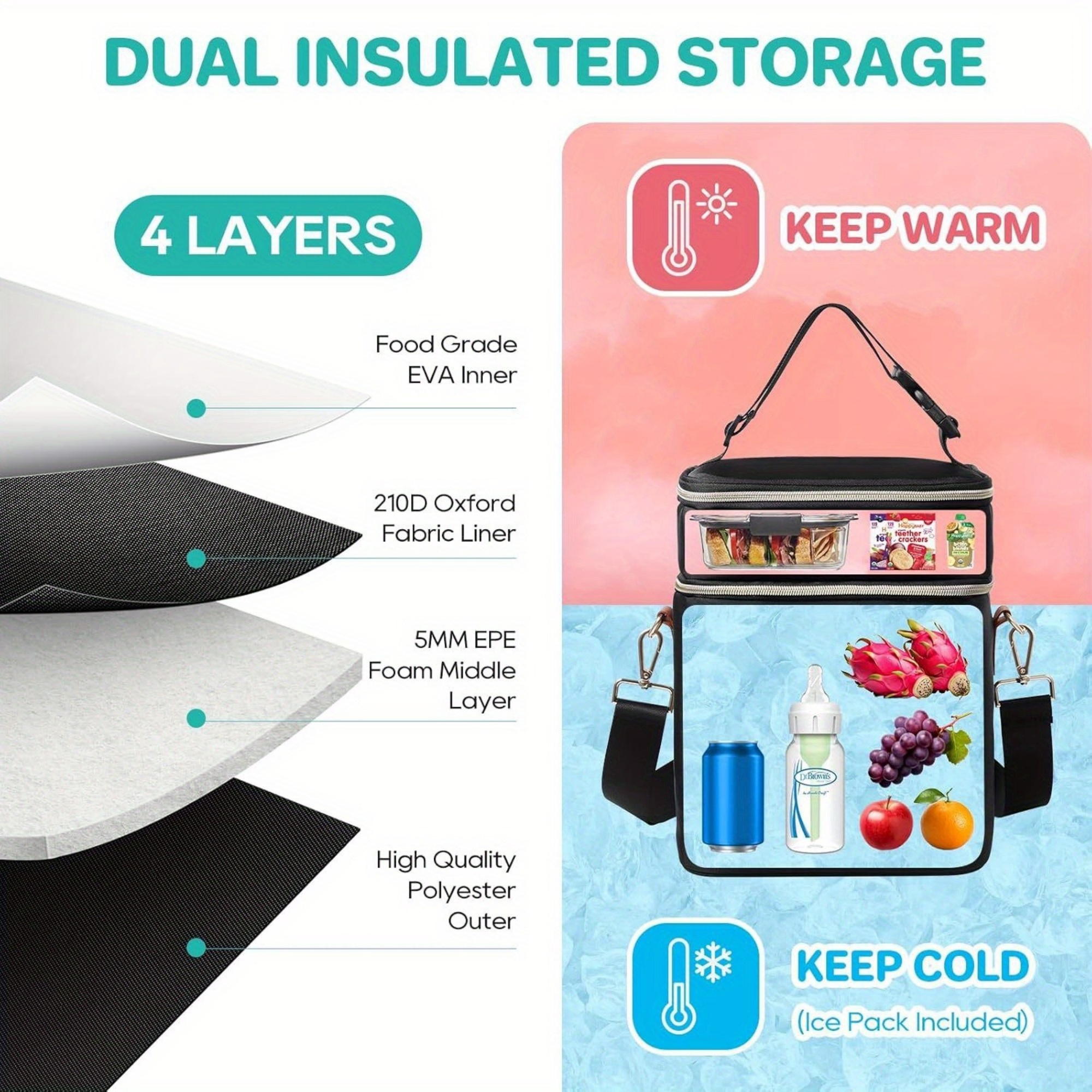 Insulated Waterproof Backpack Outdoor Picnic Tote Bag 14