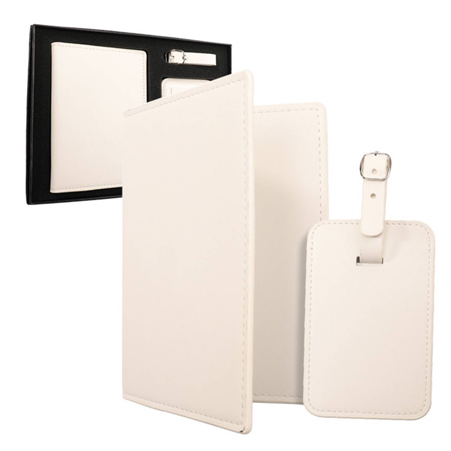 PU Leather Luggage tag and passport holder gift set 2