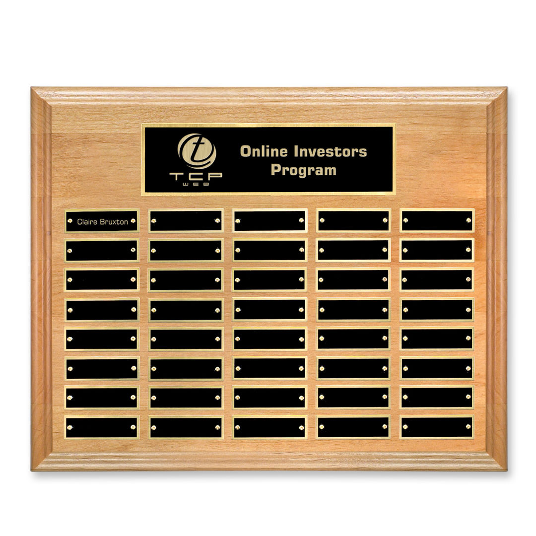 Erindate (Horiz) Perpetual Plaque - Red Alder/Gold 5