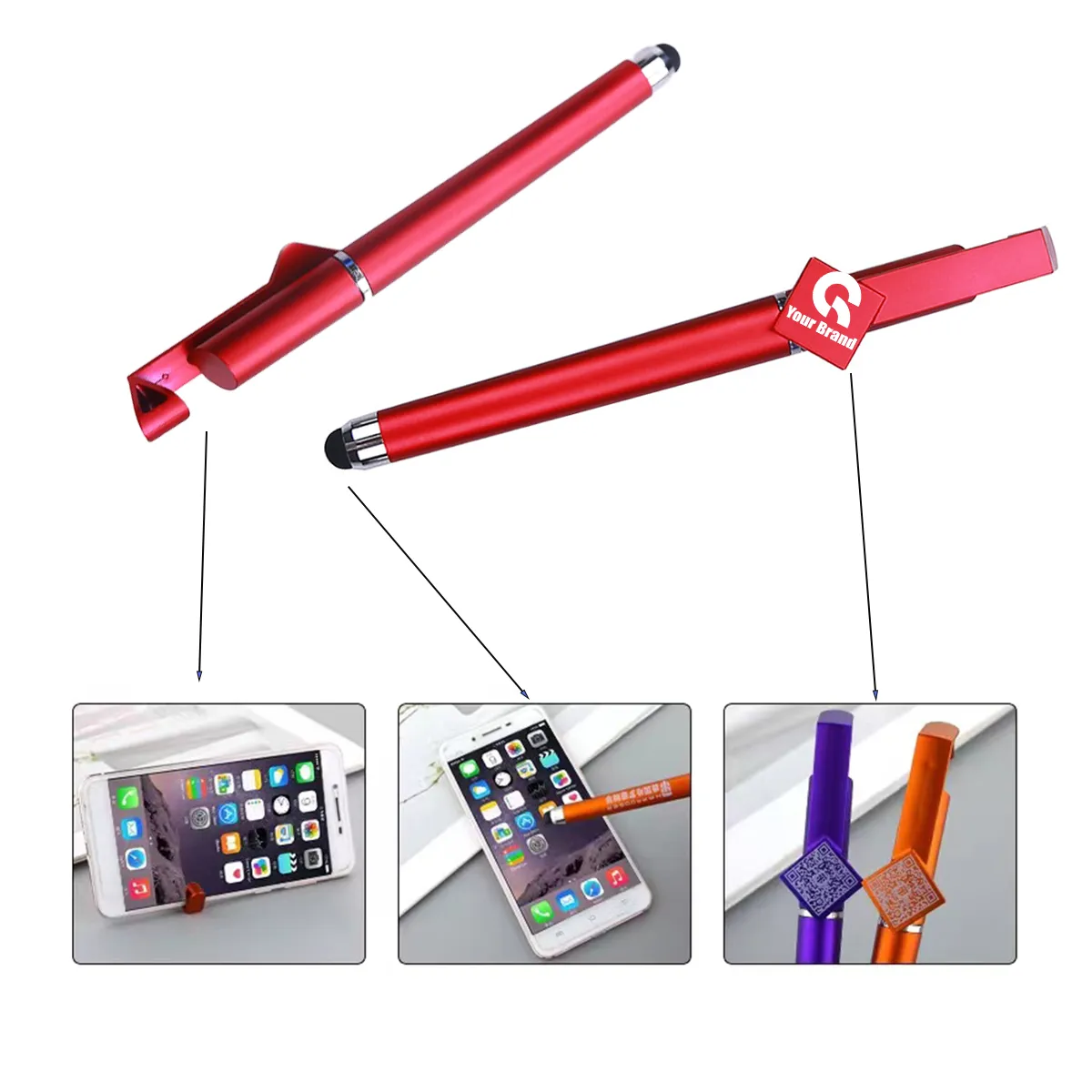 3-In-1 Mobile Phone Holder Device Touch Stylus Stationery 2