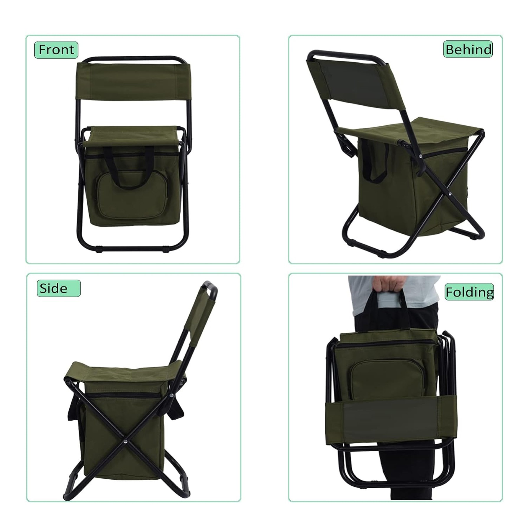 Portable Foldable Camping Chair With Cooler Bag 5