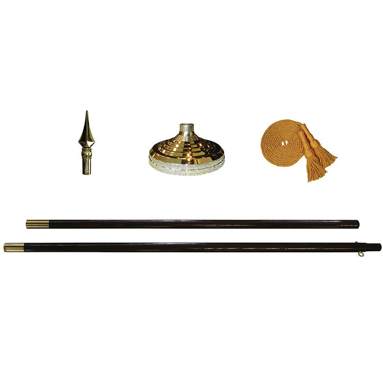 8' x 1-1/4" Flagpole Mounting Set w/Gold Spear Top Ornament 4