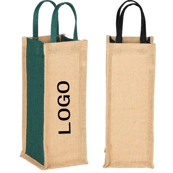 Promotional Jute Single Bottle Wine Tote 4