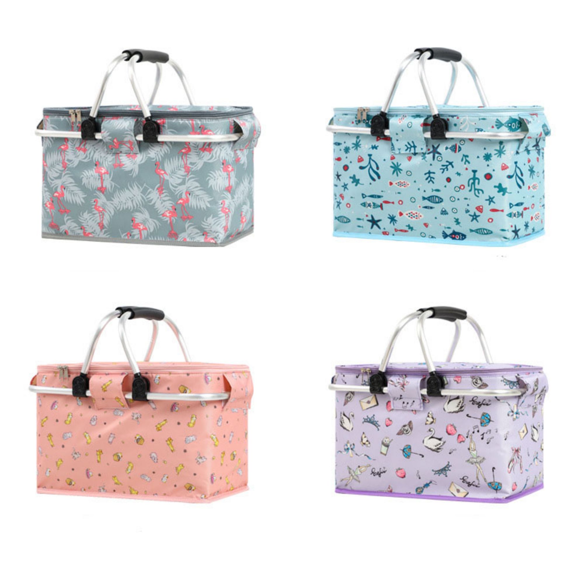 Custom Large Foldable Picnic Basket with Aluminum Alloy Handle 4