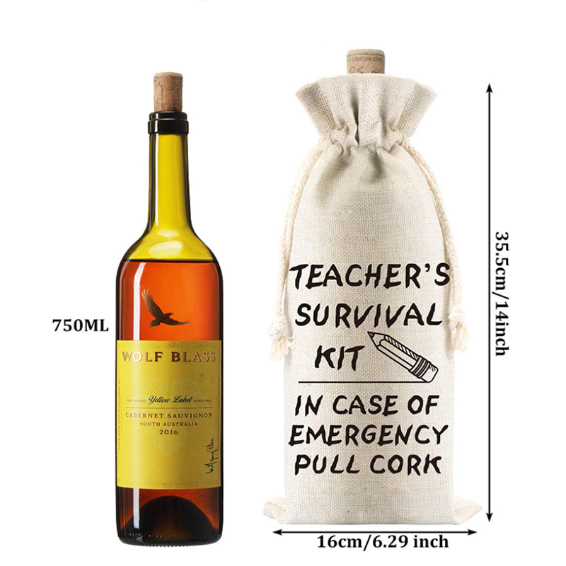 Wine Bottle Canvas Drawstring Bag