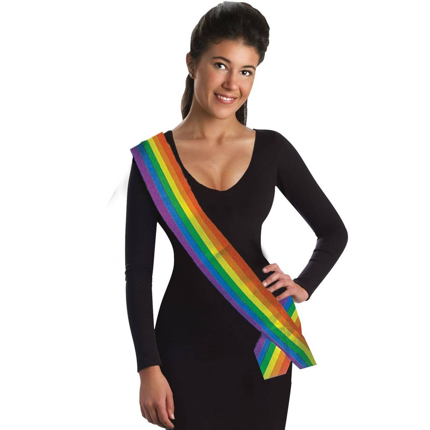 Rainbow Striped Satin Sash 4