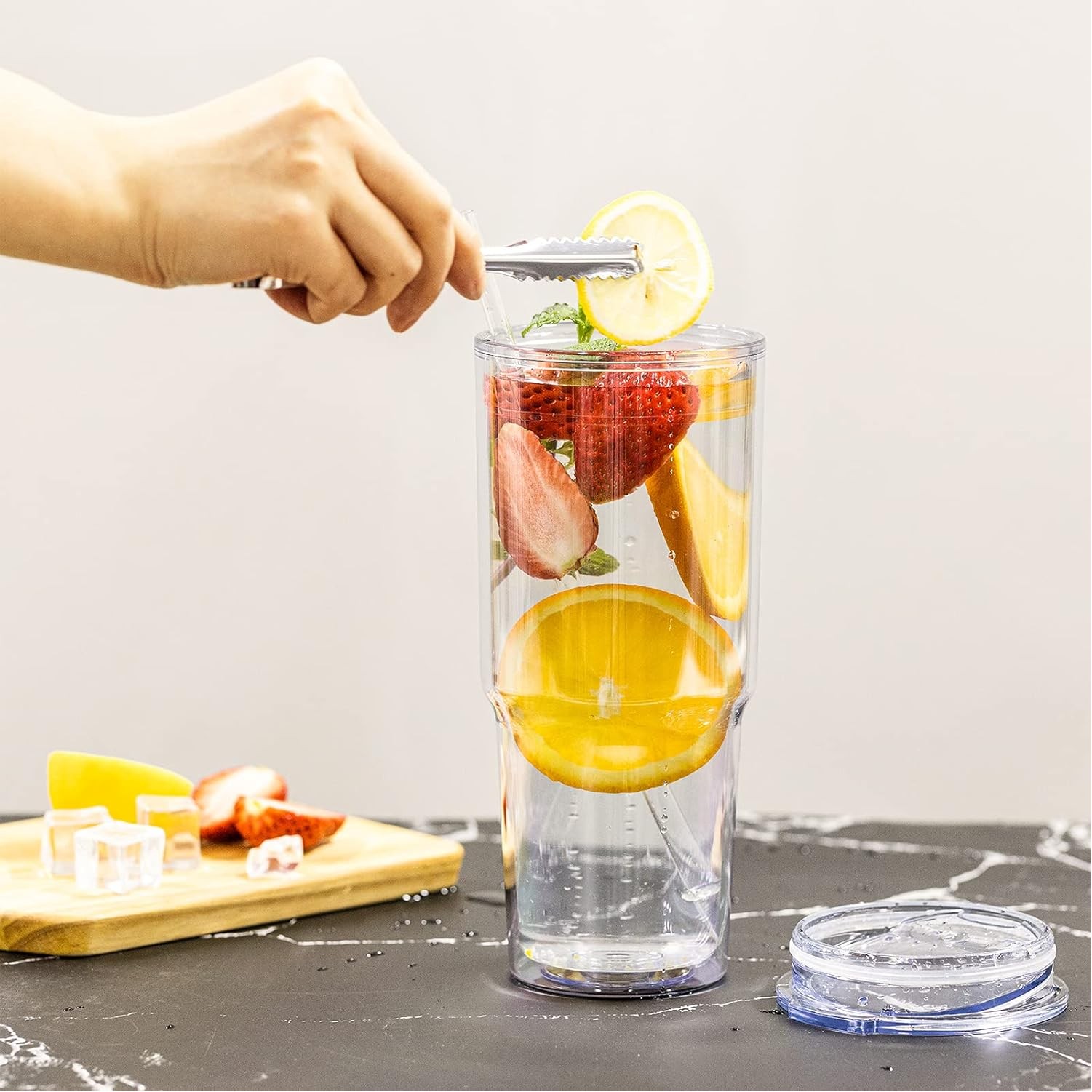 30oz Classic Insulated Tumblers,Double Wall Acrylic Tumbler with LidReusable Plastic Insulated 3