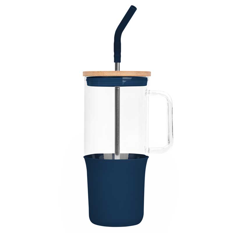 32oz. Glass Tumbler with Handle and Straw 10