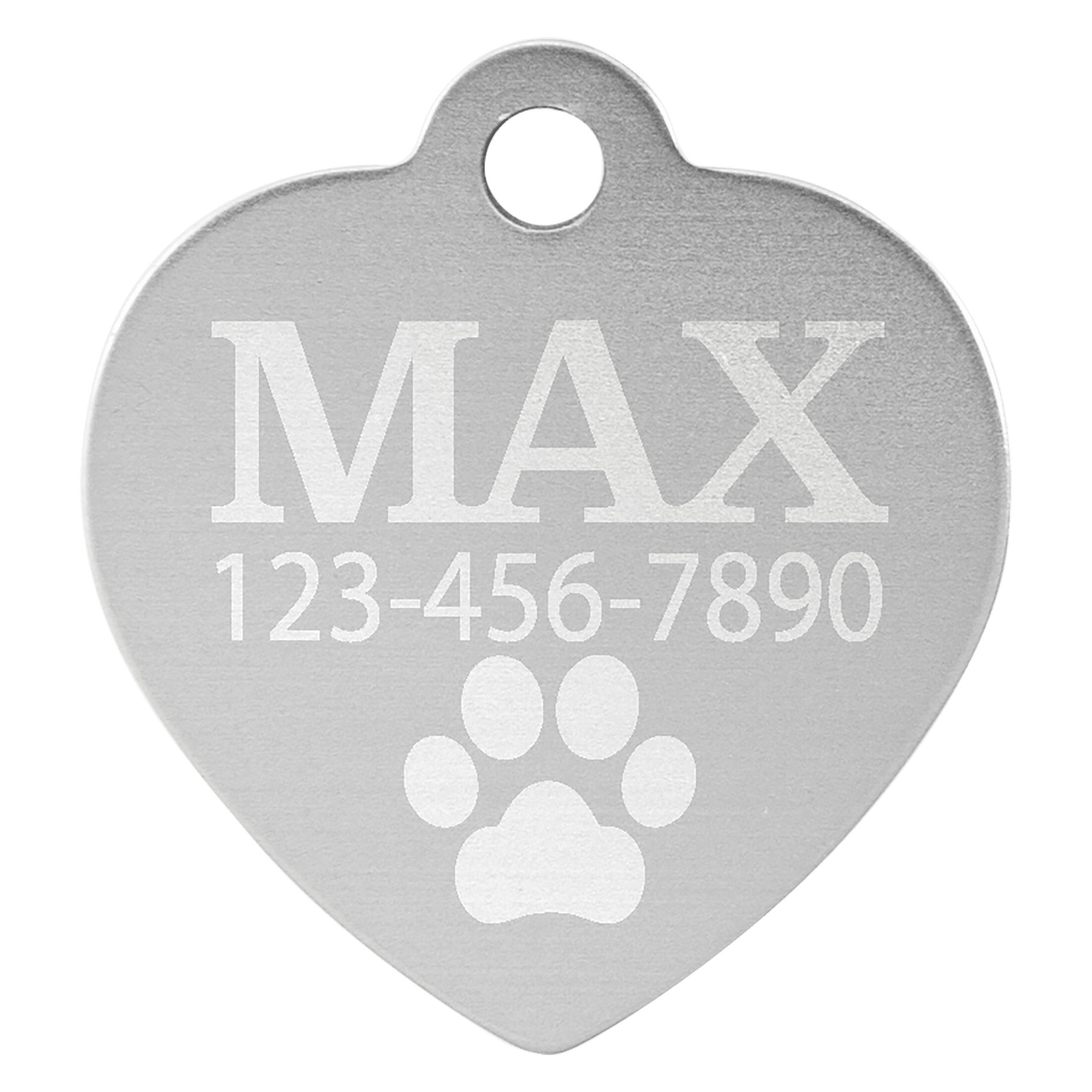 1" x 1" Silver Anodized Aluminum Heart Pet Tag 1