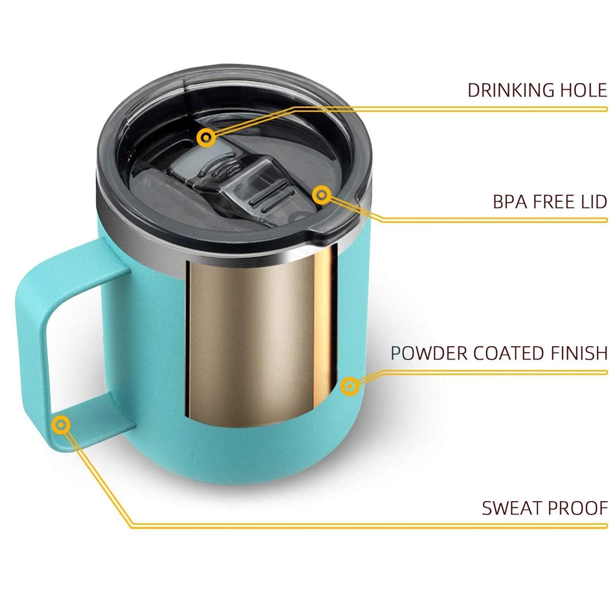 12 oz. Vacuum Insulated Coffee Mug with Handle 7