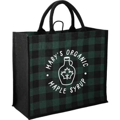 Buffalo Plaid Printed Jute Tote 41