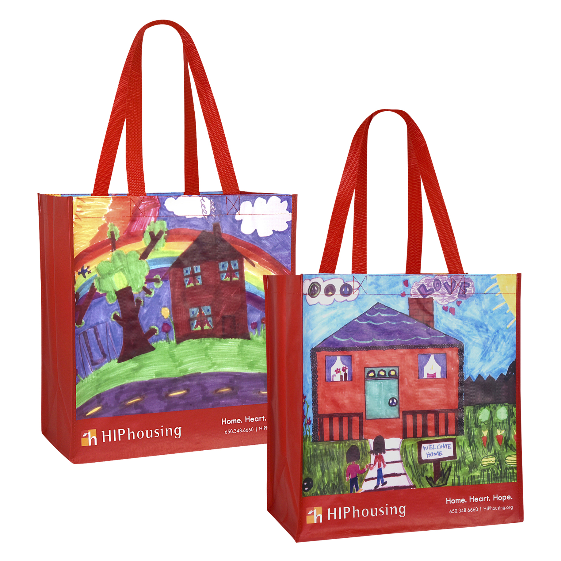 Custom Full-Color Laminated Woven Promotional Tote Bag 13"x14"x8" 2
