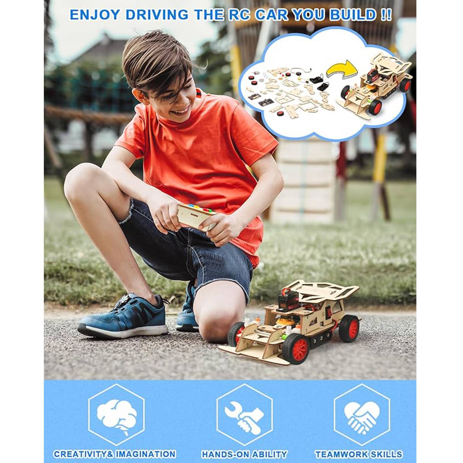 Wooden Jigsaw Puzzle Remote Control Car Toy 7