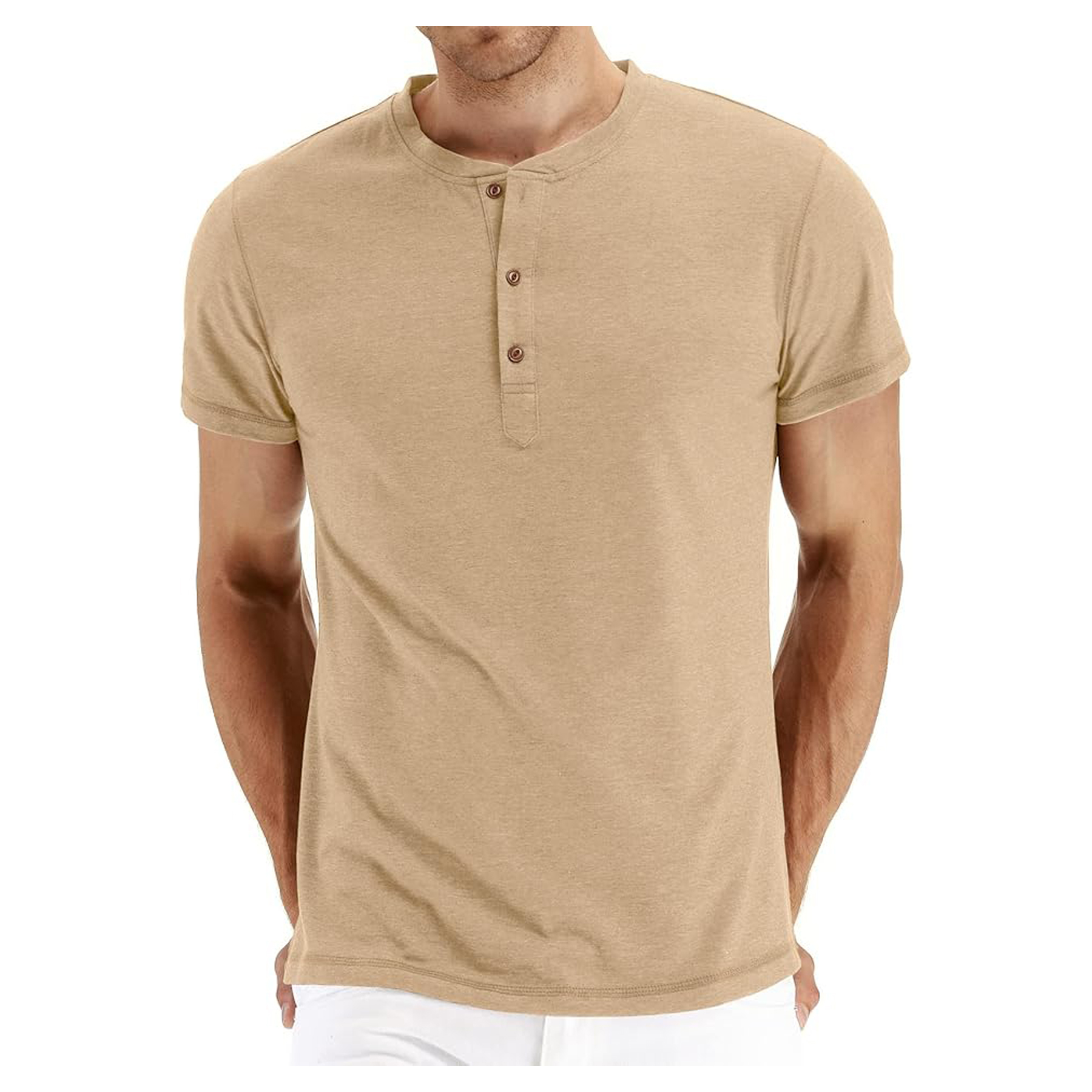 Men's Long Sleeve Henley Cotton T Shirts 12