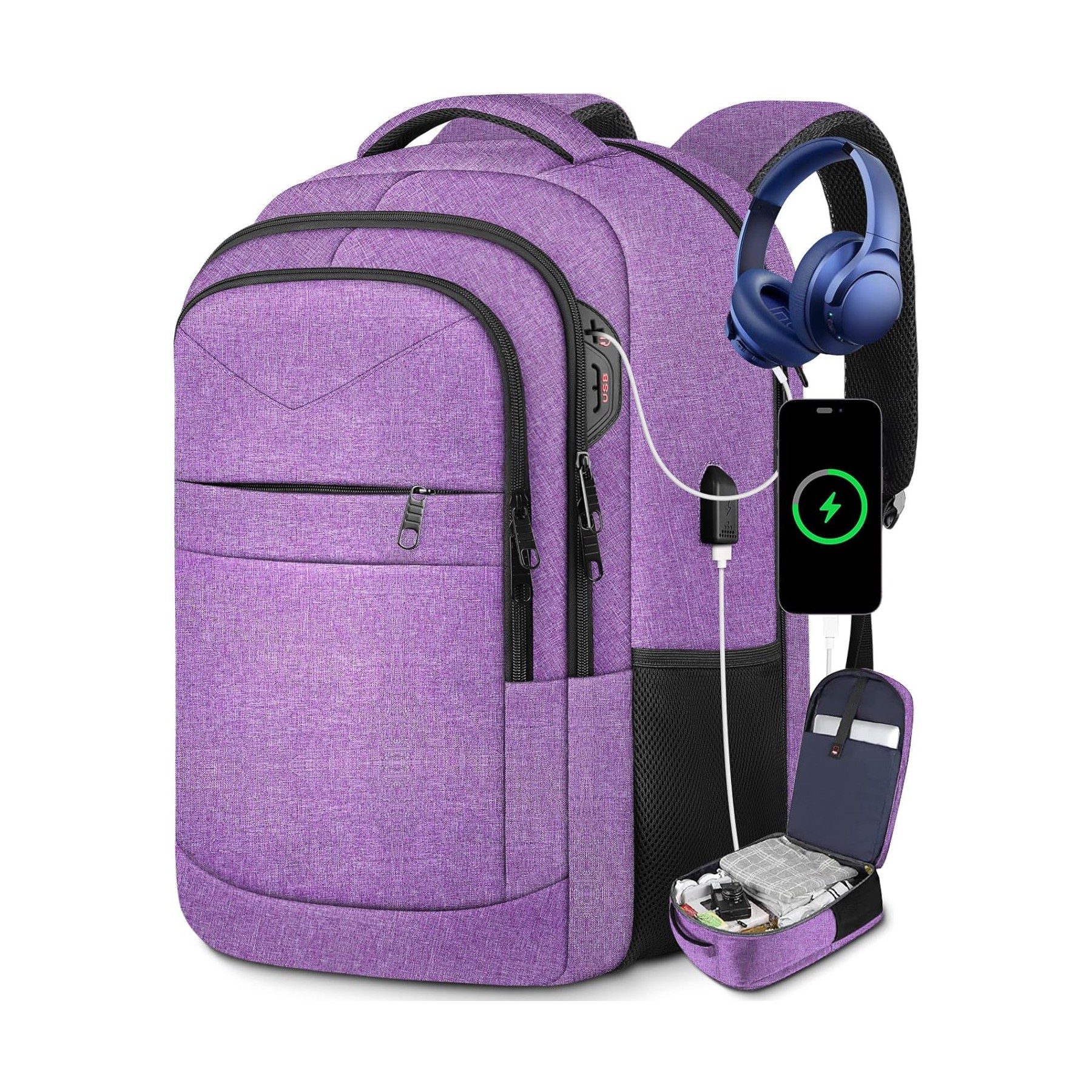 Large Waterproof Laptop Backpack With USB 5