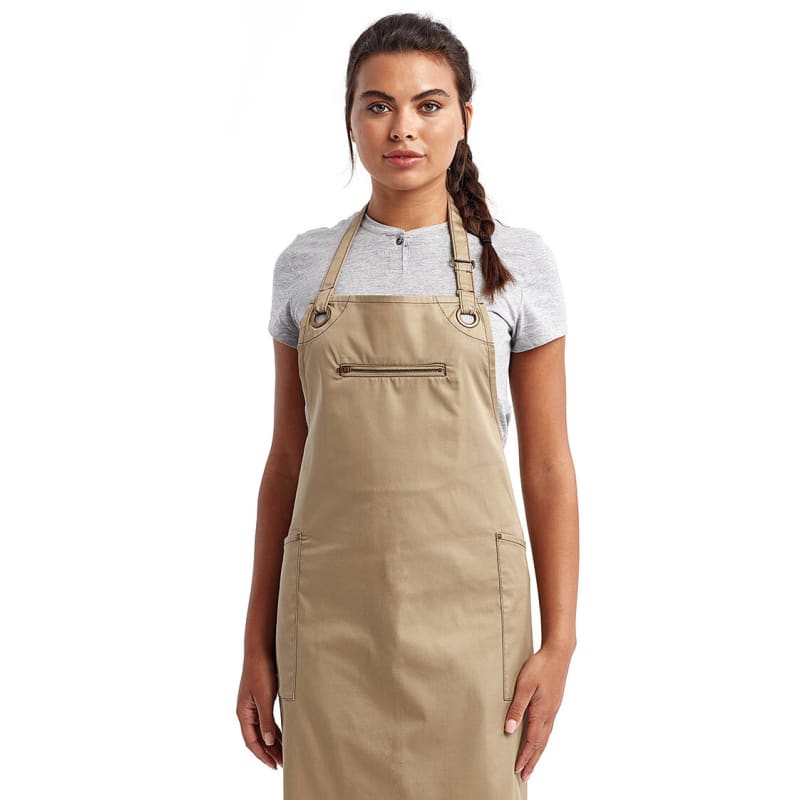 Artisan Collection By Reprime Unisex 'Barley' Contrast Stitch Recycled Bib Apron 11