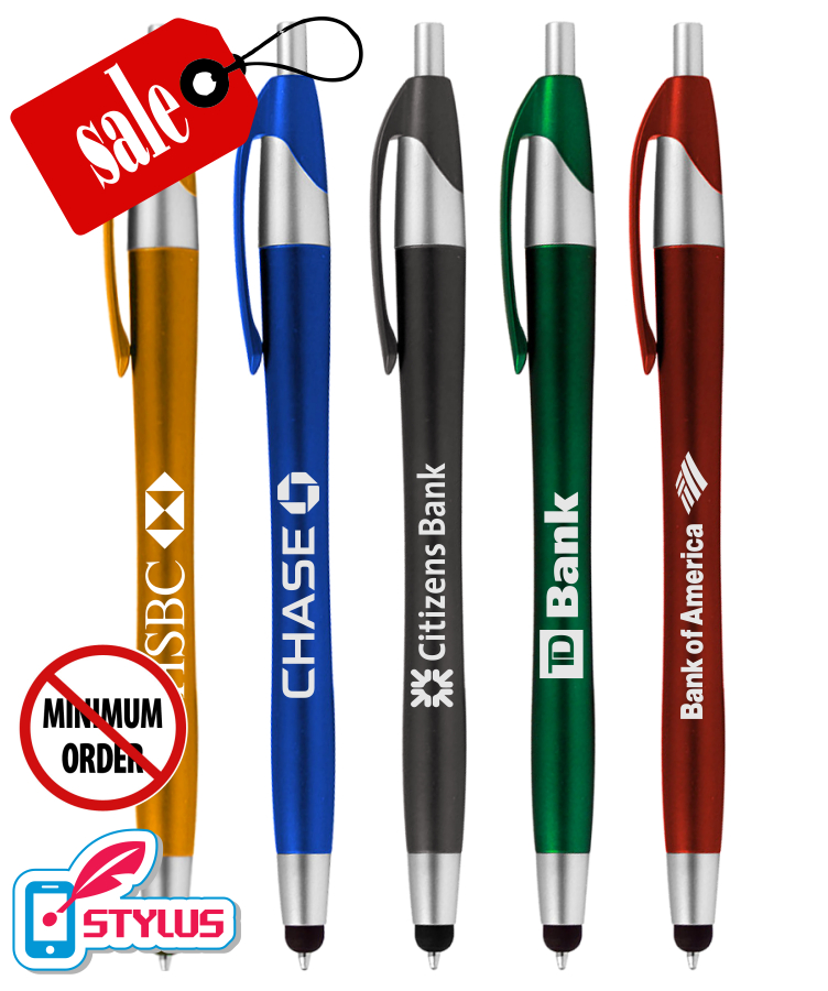 Closeout Metallic Colored "Elegant" Stylus Click Pen - No Minimum 1