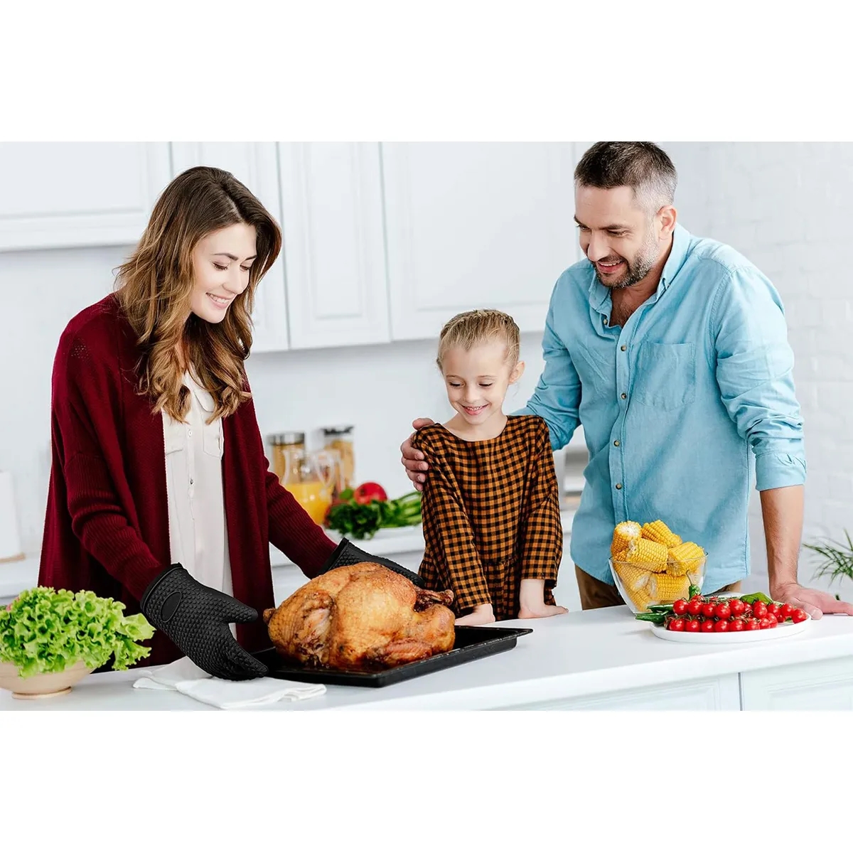 Custom Heat Resistant Waterproof Oven Baking Silicone Gloves 2